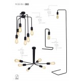 ALDEX 857B | EkoA Aldex asztali lámpa 43cm vezeték kapcsoló 1x E27 fekete