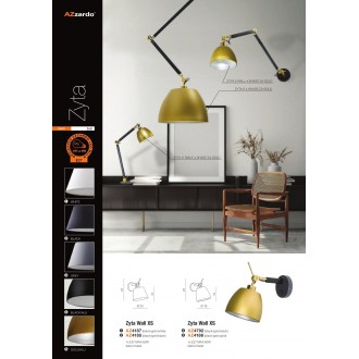 AZZARDO 4186 | Zyta Azzardo falikar lámpa kapcsoló elforgatható alkatrészek 1x E27 fekete, arany, szürke
