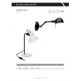 BRILLIANT 90088/75 | Ester-BRI Brilliant asztali lámpa 33,5cm vezeték kapcsoló 1x E14 fehér, fekete