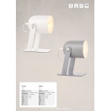 BRILLIANT 98960/22 | Yan Brilliant asztali lámpa 29cm vezeték kapcsoló elforgatható alkatrészek 1x E27 szürke