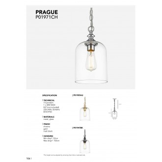 COSMOLIGHT P01909AU | Prague Cosmolight függeszték lámpa 1x E27 arany, átlátszó