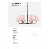 COSMOLIGHT P06636BK AU | Stockholm-COS Cosmolight csillár lámpa 6x E14 antikolt arany, fekete, fehér