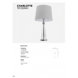 COSMOLIGHT T01332CH-WH | Charlotte-COS Cosmolight asztali lámpa 62cm kapcsoló 1x E27 króm, átlátszó, fehér