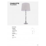 COSMOLIGHT T01295CH-WH | Charlotte-COS Cosmolight asztali lámpa 75cm kapcsoló 1x E27 króm, átlátszó, fehér