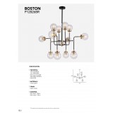 COSMOLIGHT P12826BR | Boston-COS Cosmolight csillár lámpa 12x E27 fekete, sárgaréz, átlátszó