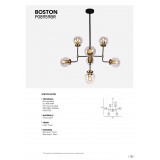 COSMOLIGHT P08959BR | Boston-COS Cosmolight csillár lámpa 8x E27 fekete, sárgaréz, átlátszó