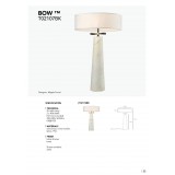 COSMOLIGHT T02114BR | Bow-COS Cosmolight asztali lámpa 63,5cm vezeték kapcsoló 2x E27 fehér márvány, sárgaréz, fehér