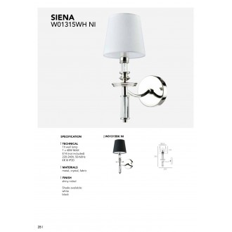 COSMOLIGHT W01315NI-WH | Siena-COS Cosmolight falikar lámpa 1x E14 nikkel, átlátszó, fehér
