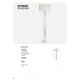 COSMOLIGHT F01451CH-WH | Athens Cosmolight álló lámpa 150cm taposókapcsoló 1x E27 króm, fehér