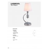 COSMOLIGHT T01193CH-WH | Liverpool-COS Cosmolight asztali lámpa 38,5cm kapcsoló 1x E14 króm, átlátszó, fehér