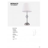 COSMOLIGHT T01230CH-WH | Monaco-COS Cosmolight asztali lámpa 50,4cm kapcsoló 1x E27 króm, átlátszó, fehér