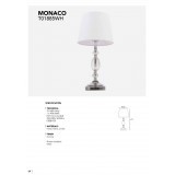 COSMOLIGHT T01885CH-WH | Monaco-COS Cosmolight asztali lámpa 47cm kapcsoló 1x E27 króm, átlátszó, fehér