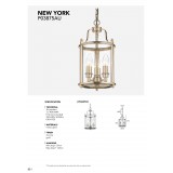 COSMOLIGHT P03875AU | New-York-2 Cosmolight függeszték lámpa 3x E14 arany, átlátszó