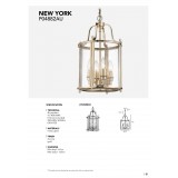 COSMOLIGHT P04882AU | New-York-2 Cosmolight függeszték lámpa 4x E14 arany, átlátszó