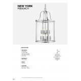 COSMOLIGHT P08434CH | New-York-2 Cosmolight függeszték lámpa 8x E14 króm, átlátszó