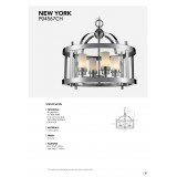 COSMOLIGHT P04567CH | New-York-2 Cosmolight függeszték lámpa 4x E14 króm, átlátszó, fehér