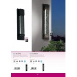 EGLO 98153 | Villagrazia Eglo fali lámpa téglatest 2x LED 680lm 3000K IP44 fekete, áttetsző, buborékos hatás