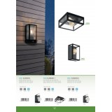 EGLO 99587 | Alamonte Eglo fali lámpa mozgásérzékelő 1x E27 IP44 fekete, átlátszó