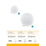 EGLO 98102 | Monterolo Eglo dekor lámpa gömb vezetékkel, villásdugóval elátott 1x E27 IP65 fehér