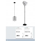 EGLO 43356 | Bittams Eglo álló lámpa 148,5cm vezeték kapcsoló 1x E27 fekete, fehér