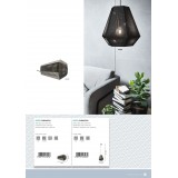 EGLO 43225 | Chiavica Eglo asztali lámpa 20,5cm vezeték kapcsoló 1x E27 fekete nikkel