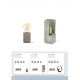 EGLO 49812 | Prestwick Eglo asztali lámpa 13cm vezeték kapcsoló 1x E27 szürke