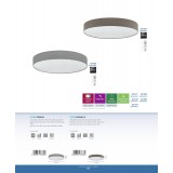 EGLO 97784 | Romao Eglo mennyezeti lámpa kerek távirányító szabályozható fényerő, állítható színhőmérséklet, időkapcsoló, éjjelifény 1x LED 5800lm 3000 <-> 5000K fehér, szürke