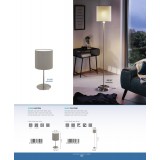 EGLO 95167 | Eglo-Pasteri-T Eglo álló lámpa 157,5cm taposókapcsoló 1x E27 matt taupe, fehér, matt nikkel