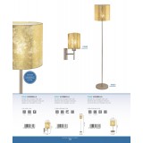 EGLO 97645 | Viserbella Eglo falikar lámpa kerek kapcsoló 1x E27 pezsgő, arany