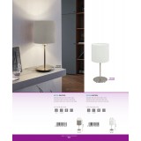 EGLO 95725 | Eglo-Pasteri-W Eglo asztali lámpa 27,5cm vezeték kapcsoló 1x E14 matt nikkel, fehér