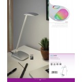 EGLO 95694 | Cajero Eglo asztali lámpa 50cm fényerőszabályzós érintőkapcsoló szabályozható fényerő, USB csatlakozó, elforgatható alkatrészek 1x LED 550lm 4000K ezüst, fehér