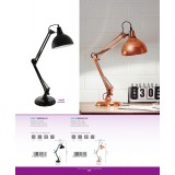 EGLO 94697 | Borgillio Eglo asztali lámpa 71cm vezeték kapcsoló elforgatható alkatrészek 1x E27 fekete, fehér