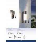 EGLO 94779 | Bosaro Eglo fali lámpa 2x LED 360lm 3000K IP44 nemesacél, rozsdamentes acél
