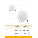 EGLO 98101 | Monterolo Eglo dekor lámpa gömb vezetékkel, villásdugóval elátott 1x E27 IP65 fehér