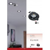 EGLO 98607 | Saliceto Eglo beépíthető lámpa kerek szabályozható fényerő Ø88mm 1x LED 380lm 2700K fekete