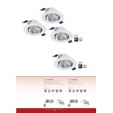EGLO 33997 | Saliceto Eglo beépíthető lámpa kerek szabályozható fényerő, billenthető Ø88mm 1x LED 500lm 4000K fehér, átlátszó
