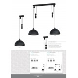 EGLO 43165 | Lubenham Eglo asztali lámpa 57cm vezeték kapcsoló elforgatható alkatrészek 1x E27 fekete, natúr, barna