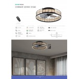 EGLO 35148 | Frana Eglo ventilátoros lámpa mennyezeti kerek távirányító szabályozható fényerő, állítható színhőmérséklet, időkapcsoló 1x LED 3600lm 2700 <-> 6500K matt fekete, natúr, opál