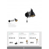 EGLO 43184 | Treburley Eglo falikar lámpa vezeték kapcsoló flexibilis, elforgatható alkatrészek 1x E27 fekete, arany