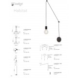 FANEUROPE I-HABITAT-PL1 NER | Habitat Faneurope fali, függeszték lámpa Luce Ambiente Design rövidíthető vezeték 1x E27 matt fekete