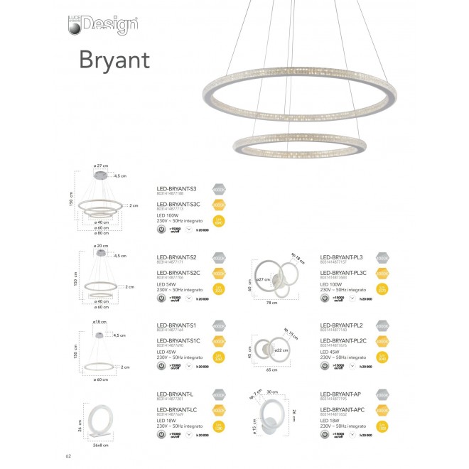 FANEUROPE LED-BRYANT-LC | Bryant-FE Faneurope asztali lámpa Luce Ambiente Design 26cm kapcsoló 1x LED 1280lm 3000K fehér, kristály