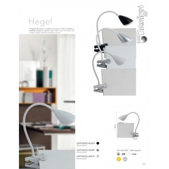 FANEUROPE LEDT-HEGEL-WHITE | Hegel Faneurope csiptetős lámpa Luce Ambiente Design kapcsoló flexibilis 1x LED 260lm 4000K fehér, opál