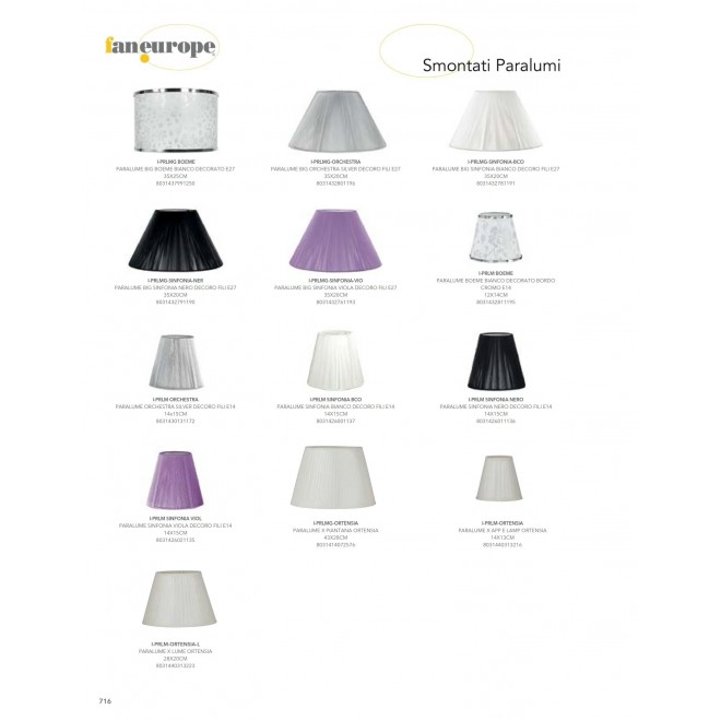 FANEUROPE I-PRLM SINFONIA BCO | FanEurope-Mix Faneurope ernyő lámpabúra Luce Ambiente Design E14 fehér