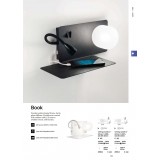 IDEAL LUX 174846 | Book-IL Ideal Lux fali lámpa - BOOK-2 AP NERO - kapcsoló flexibilis, USB csatlakozó 1x G9 + 1x LED 130lm matt fekete, szaténfehér