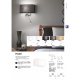 IDEAL LUX 103204 | Hotel-IL Ideal Lux falikar lámpa - HOTEL AP2 CANVAS - kapcsoló 1x E27 + 1x LED 45lm króm, vászon