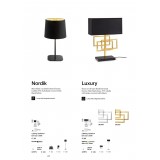 IDEAL LUX 161686 | Nordik Ideal Lux asztali lámpa - NORDIK TL1 - 48cm kapcsoló 1x E27 matt fekete, arany