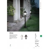 IDEAL LUX 101514 | Anna-IL Ideal Lux álló lámpa - ANNA PT1 NERO - 110cm UV álló műanyag 1x E27 IP44 UV fekete, átlátszó