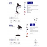 KANLUX 7561 | Zara2 Kanlux asztali lámpa kapcsoló flexibilis 1x E14 fekete