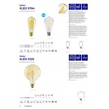 KANLUX 33513 | E27 7W -> 55W Kanlux Edison ST64 LED fényforrás filament 725lm 4000K 320° CRI>80