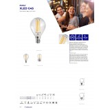 KANLUX 29625 | E27 4,5W -> 40W Kanlux kis gömb G45 LED fényforrás filament 470lm 2700K 320° CRI>80